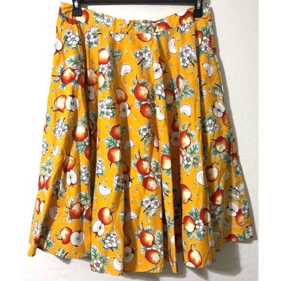 Hell Bunny Dresses & Skirts - Hell Bunny Apples and Leaves All Over Golden Yellow Skirt Size XL